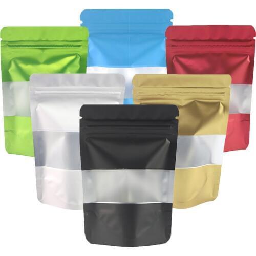 Various Colors Plastic Zip Lock Storage Bags Metallic Aluminum Foil Mylar Bags Stand Up Kitchen Organizer Bags With Clear Window