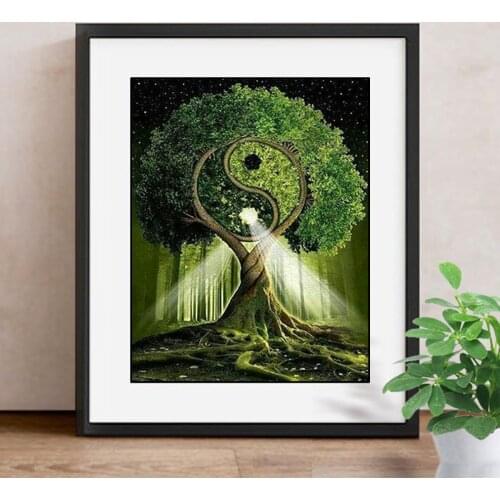 Full Drill Square 5D DIY Diamond Painting Tree Diamond Embroidery Landscape Tai Chi Picture Of Rhinestone Decor Home