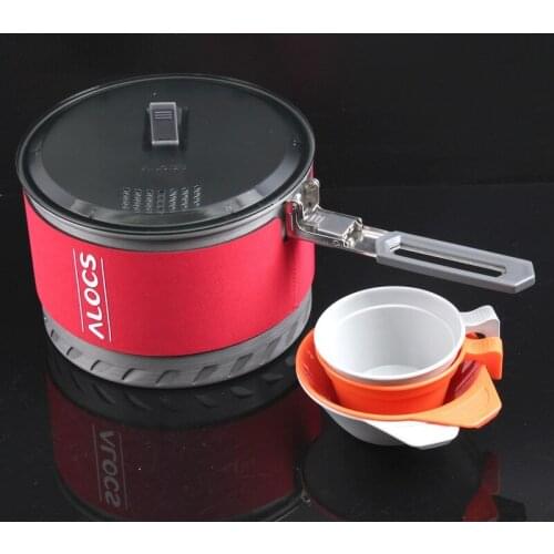 Portable Fast Warming Outdoor Picnic Pot, Camping and Hiking Cookware, Windproof, with Cups and Bowls, 1-2 People