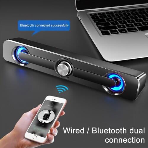 TRAVOR Bluetooth 5.0 Computer Speaker Bar Stereo Subwoofer Surround USB Wired Loudspeaker for PC Laptop Smartphone Home Theater