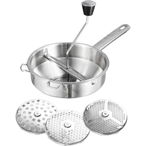 Stainless Steel Rotary Food Mill Home Kitchen Tool With 3 Milling Discs Great For Making Vegetables Tomatoes Puree Or Soups