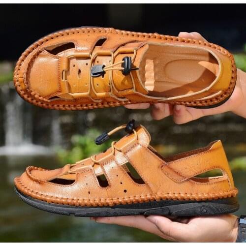 Sandalias Hombre De Cuero Mens Sandals Beach Summer Leather For Men Man 2018 Sandalhas Masculina Rubber Sandal