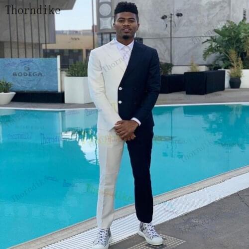 Thorndike Slim fit Formal Groom Tuxedo for Wedding Prom 2 piece White Men Suits with Peaked Lapel Custom Man Fashion Costume