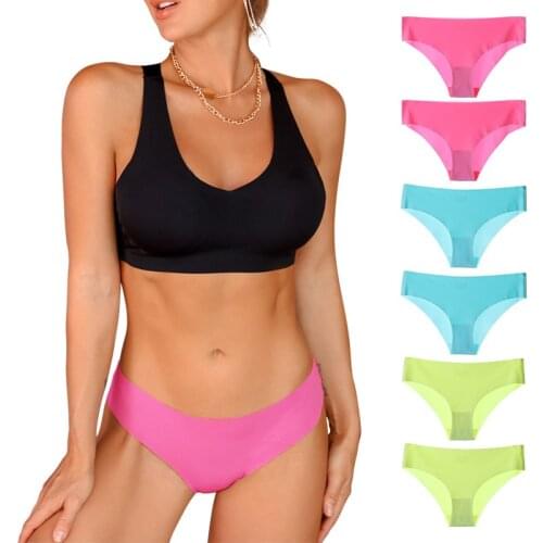 Low-Rise Panties Lingerie Solid Nudity Briefs Panties For Women Easy Dry Ice Silk Seamless Soft Sexy Lingerie Underwear Briefs