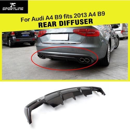 Carbon Fiber / FRP Car Rear Bumper Diffuser Lip for Audi A4 B9 Standard Sedan 4-Door 2013 - 2016