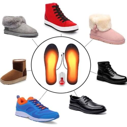 USB Heated Insoles Foot Warmer Insoles Electric Heated Insoles Warm Socks Feet Heater Outdoor Sports Heating Insoles For Hiking
