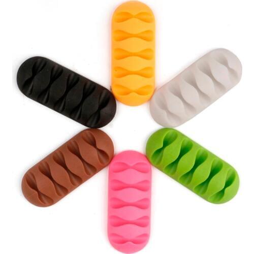 Caldecott Cable clip Cable Winder Earphone Cable Organizer Wire Storage Silicon Charger Cable Holder Clips for MP3 MP4 Earphone