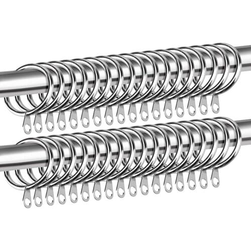 Iron Curtain Rings 50 Packs Hanging Rings for Curtains and Rods, Silver