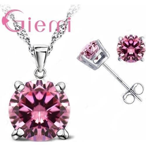 Pure 925 Sterling Silver Women Accessories Wholesale High Quality Jewelry Cubic Zirconia CZ 4 Claws Stud Earrings 8 Colors