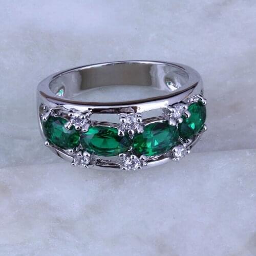 Love Monologue Beautiful Green imitation Emerald CZ Party Silver Color Rings for Women J0237 Fast Shipping