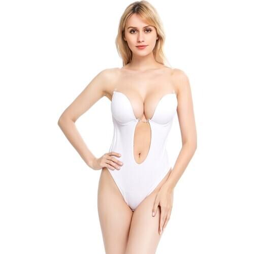 Women Body Shaper Slips Backless Bra G-string Waist Trainer U Plunge Underdress Shapewear Party Dress Bodysuit Underwear