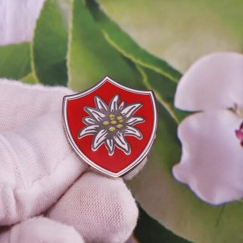 Edelweiss Crest shield flower symbol Ename pin badge Jewelry