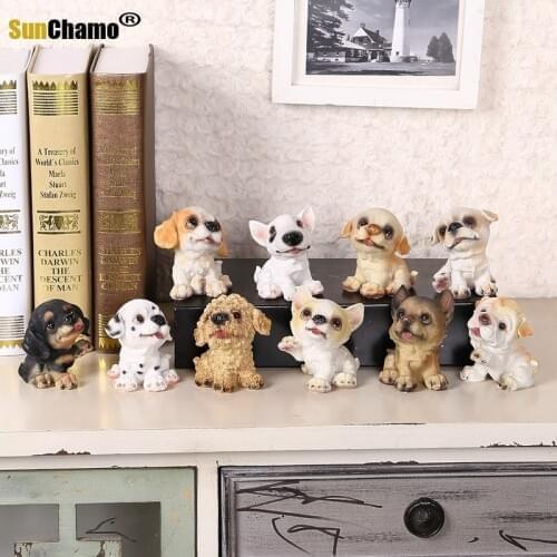 10 Pcs Resin Crafts Simulation Animal Puppy Decoration Creative Home Decoration Living Room Cabinet Desk Furnishings Accessories