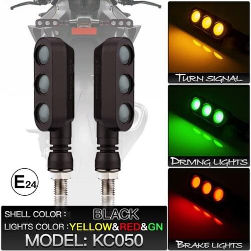 2Pcs Motorcycle Turn Signals Light 3 In 1 Red Yellow Green Brake Lights Indicator Stop Signals Lamp Motorcycle Flashing Light
