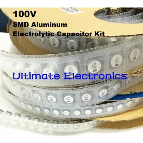 28Pcs/Lot 4values 10uF-150uF 100V SMD Aluminum Electrolytic Capacitor Assorted Kit Set Samples Kit