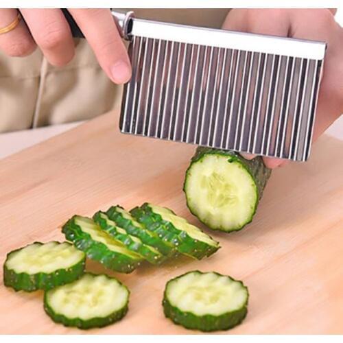 3 PCS Kitchen Cooking Tool Stainless Steel Vegetable Fruit Wavy Cutter Potato Cucumber Carrot Waves Cutting Slicer