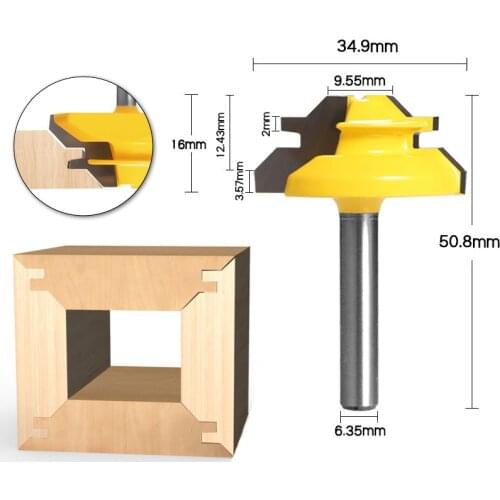 45 Degree Lock Miter Router Bit Woodworking Tenon Milling Cutter Tool Drilling Milling For Wood