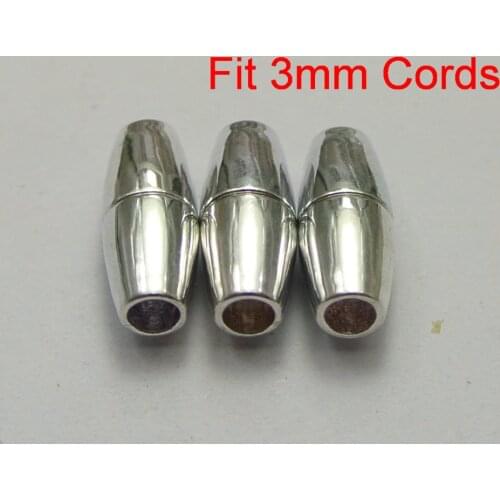 5 Sets Silver Tone Metal Barrel Magnetic Clasps Glue in End Caps Fit 3mm Cords
