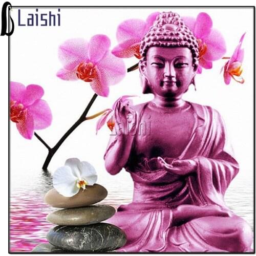 5d diy diamond painting Buddha Orchid full round mosaic cross stitch diamond embroidery religion square rhinestones painting