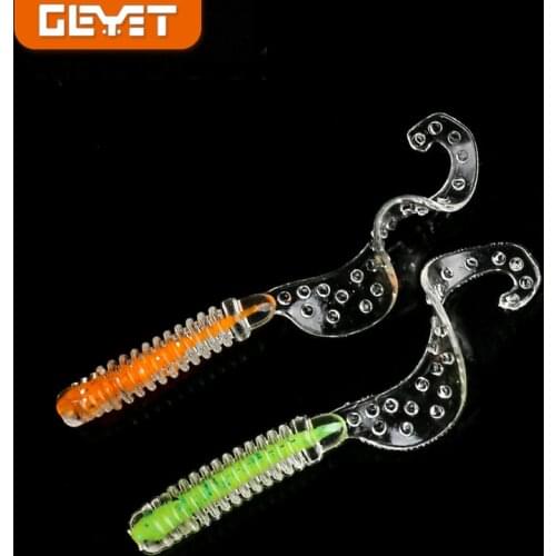 ARDEA12Pcs Spiral Curly Worm With core Soft Lure52mm/1g Wobbler Swimbaits Mini Silicone Bait Bass Fishing Rolltail Leurre Souple