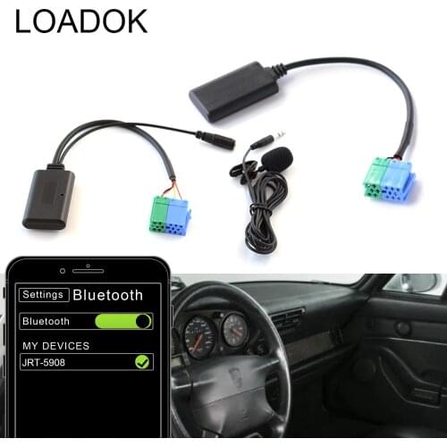Car Bluetooth 5.0 AUX Cable Adapter for Porsche With Mic Becker Stereo Radio CD CDR 22 Host 6 8 Pins MINI ISO Connector Plug
