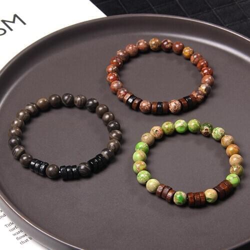 Natural Stone Wood flakes Bracelets Malachite Alabaster Leopard Skin Stone Jewelry For Women Men Attractive Unique Style Gifts