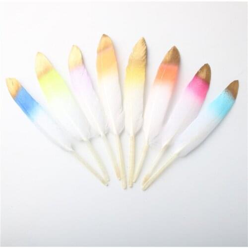 20Pcs/Lot Gold Dipped Duck Feather Goose Feathers for Crafts 10-15CM Natural Pheasant Feather for Jewelry Making Plumas Carnival