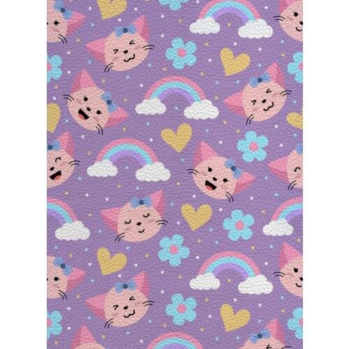 Pretty cat Pattern Printed Artificial Synthetic Leather Can Be Used as Diy Wallet Headwear 22X30cm A4