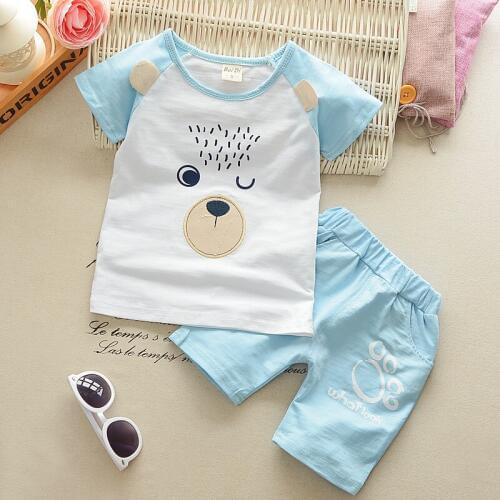 HANQIYAHULI Baby Cartoon Clothes Set Summer Causal Kids T Shirt + Shorts 2pcs Paw animal Print Set Childrens Clothing for 2-7T