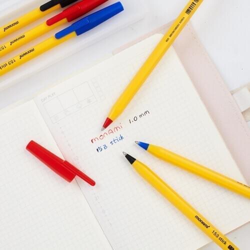 Korea Brand Stationery Black Blue Red Ink 1.0mm Ballpoint Pen Bright Color Concise Style Smooth Writing School Office Supplies