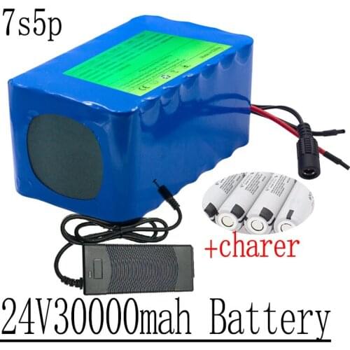 Lithium Ion Electric Bicycle Wheelchair Battery 24V 30Ah 7S 5P 29.4V 30000MAh 15A BMS 250W 350W 18650