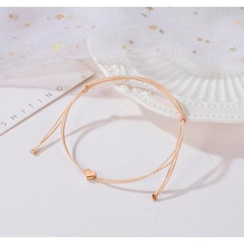 Small Fresh Love Peach Heart Bracelet Korean Version of Simple and Cord Bracelet Heart-Shaped Exquisite Sweet