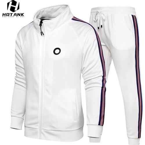 Mens Tracksuit Set Two Piece Patchwork Sportswear 2021 New Autumn Fashion Sports Wear Cardigan Jacket+Pant Jogging Men Sets