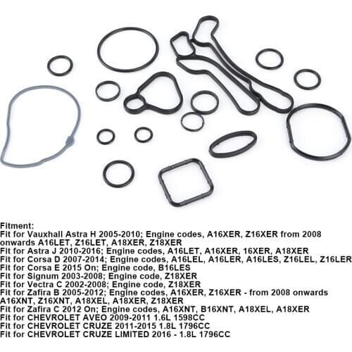 Engine Oil Cooler Gasket Seals Set 55355603 Repair Kit Fit for Vauxhall Astra H 2005-2010 Meriva A 2003-2010 55355603