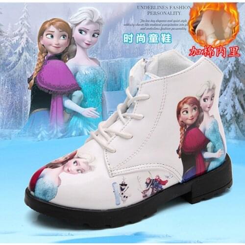 Disney Frozen Girls' Shoes Childrens Snow Boots Winter New Girl Boots Princess Aisha Shoes Short Boots Anti-freezing and Warmth