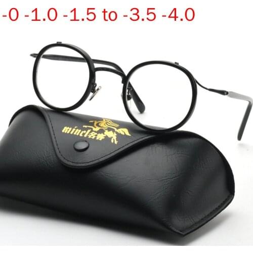 Ultralight Anti-blue Myopia Glasses Women&Men Round Frame Nearsighted Prescription Blue light blocking Glasses Diopter -1.0 NX