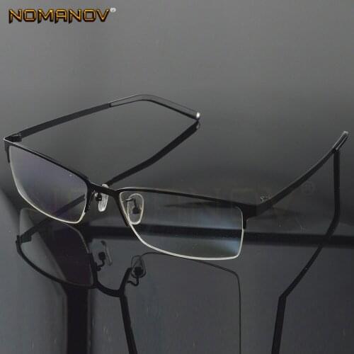 Custom Made Optical Prescription Glasses Photochromic Classic Large Titanium Alloy Half-rim Frame Myopia Short Sight Reading