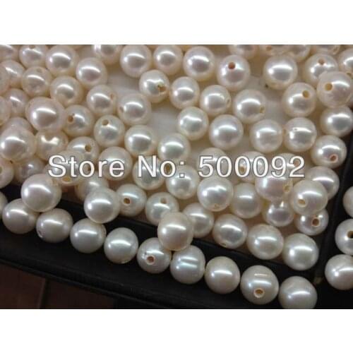 Wholesale lots pearl 2mm hole pearl 9.5-10mm white cultured freshwater pearl