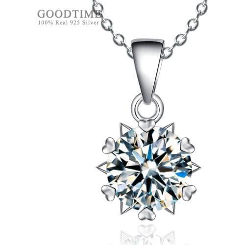 Fashion Necklace Pure 925 Sterling Silver Necklaces Zircon Hearts And Arrows Snowflake Star Pendant Necklace For Women Lady