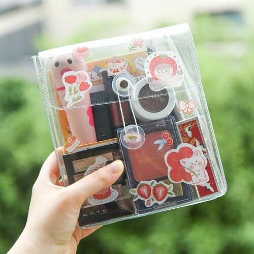 Korean Style PVC Transparent Storage Bag Pencil Cases For School Kits Kawaii Pencilcase Bag Supplies Office Portable Makeups Bag