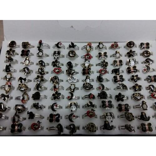 Mood rings Moon and star butterfly elephant cartoon animal mood rings open mouth Adjustable change color ring mixed design