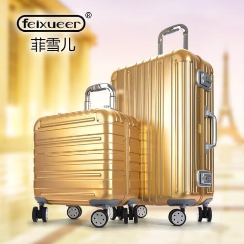 Feixueer Luxury Aluminum Magnesium Alloy Travel Trolley Luggage Men Full Metal Case Business Suitcase On Wheels Women Brand Rose