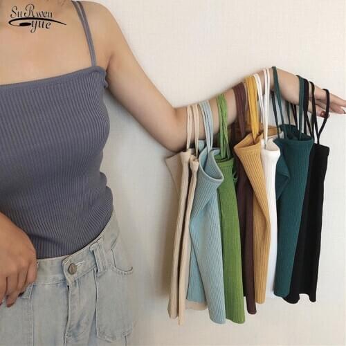 Sexy Knitted Top Women 2020 Small Summer Camisole Women Outer Wear Ropa Mujer Thin Style Fashion Bottoming Women Clothing 9971