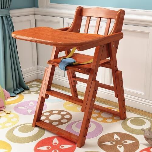 Baby High Chair Baby Feeding Eating Dinning Chair Wooden Portable Chair Foldable Adjust Height Seat
