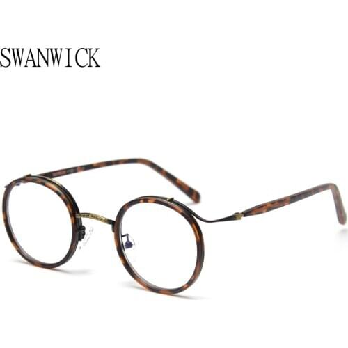 Swanwick blue light blocking glasses women metal round glasses frame men leopard black vintage style party gift accessories hot