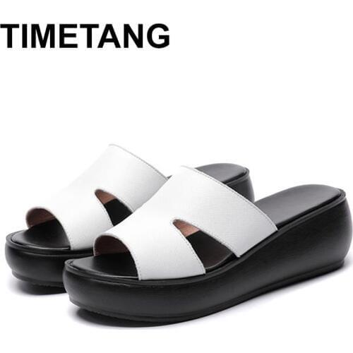 TIMETANG Summer slippers with genuine leather soles | Womens summer slippers, womens sandal slippers, high heel soles