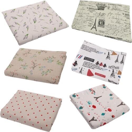 Printed Linen Cotton Fabric Classical style Ink painting Cloth For Cushion Placemat Bags DIY Sewing Needlework Handmade Materia