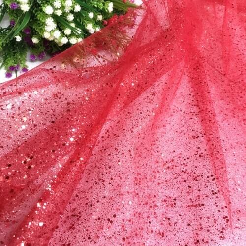 1M/Lot Bronzed Mesh Fabric Shiny Light Gauze Printing Hot Stamping Silver Sequins Laser Decorative Fabric Cloth