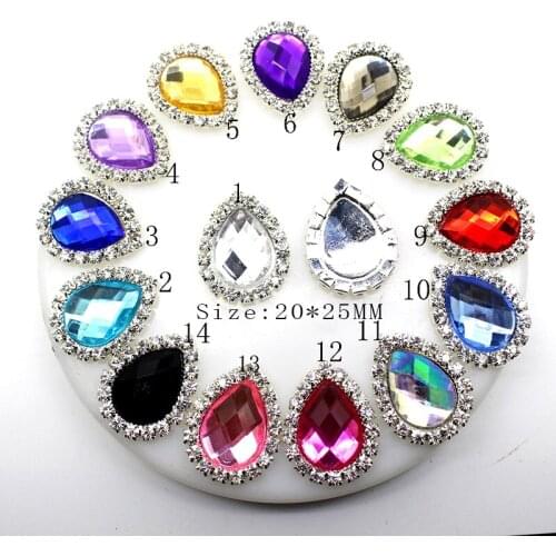 10Pcs / Set Of 20 * 25MM Acrylic Decorated Rhinestone Buttons, Clothing Sewing Accessories DIY Handmade