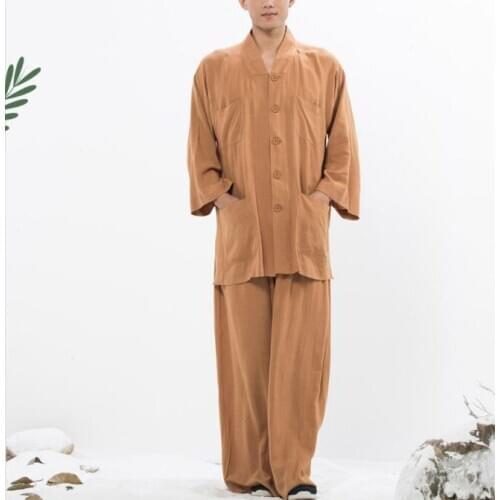 Unisex Summer&Spring cotton buddhist zen lay clothing buddha uniforms shaolin monk kung fu suits